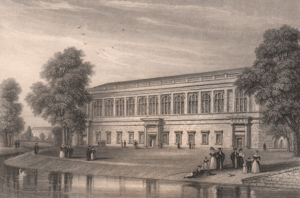 The Wren Library, TRINITY COLLEGE, Cambridge. LE KEUX 1841 old antique print